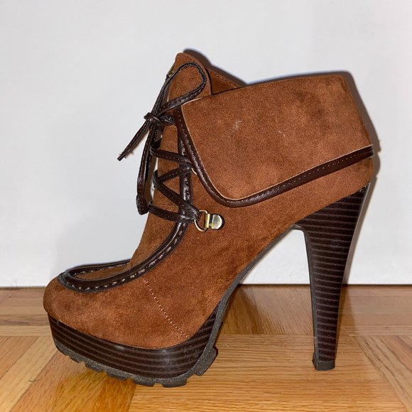 Suede Winter Boot Heel || Rusted Brown - Picture 3 of 8